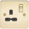 Knightsbridge FPR7000PB 13A 1-Gang DP Switched Single Socket Polished Brass With Black Inserts 1 Knightsbridge FPR7000PB 13A 1-Gang DP Switched Single Socket Polished Brass With Black Inserts -British General Shop 521TX P
