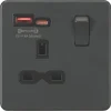 Knightsbridge SFR9919AT 13A 1-Gang SP Switched Socket + 4.0A 2-Outlet Type A & C USB Charger Anthracite With Black Inserts -British General Shop 523TY P