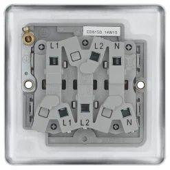 LAP 10AX 1-Gang 3-Pole Fan Isolator Switch Brushed Stainless Steel With Black Inserts -British General Shop 52420 A4