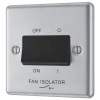 LAP 10AX 1-Gang 3-Pole Fan Isolator Switch Brushed Stainless Steel With Black Inserts -British General Shop 52420 P