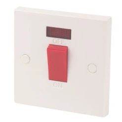 Essentials 45A 1-Gang DP Cooker Switch White With Neon