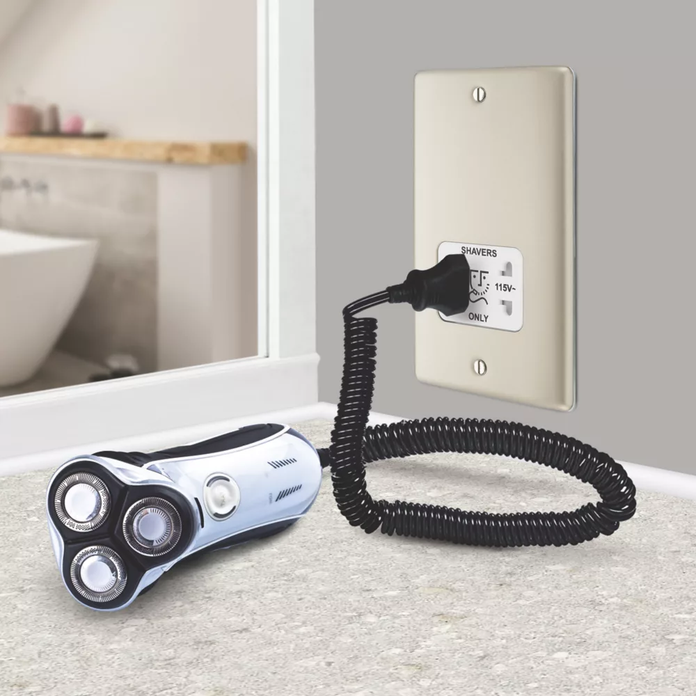 British General Nexus Metal 2-Gang Dual Voltage Shaver Socket 115/240V Pearl Nickel With White Inserts 10 British General Nexus Metal 2-Gang Dual Voltage Shaver Socket 115/240V Pearl Nickel With White Inserts - Image 8