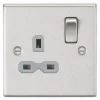 Knightsbridge CS7BCG 13A 1-Gang DP Switched Single Socket Brushed Chrome With Colour-Matched Inserts -British General Shop 528TY P