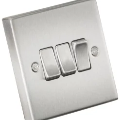 Knightsbridge CS4BC 10AX 3-Gang 2-Way Light Switch Brushed Chrome -British General Shop 529TX A1