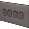 Schneider Electric Lisse Deco 10AX 4-Gang 2-Way Light Switch Mocha Bronze With Black Inserts -British General Shop 530FF P