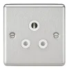 Knightsbridge CL5ABCW 5A 1-Gang Unswitched Socket Brushed Chrome With White Inserts -British General Shop 531TY P