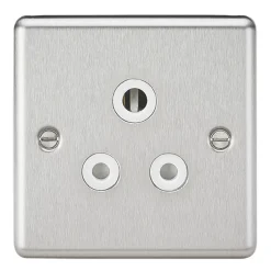 Knightsbridge CL5ABCW 5A 1-Gang Unswitched Socket Brushed Chrome With White Inserts
