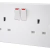 British General 900 Series 13A 2-Gang SP Switched Plug Socket White -British General Shop 53351 P