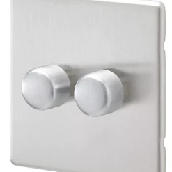 MK Aspect 2-Gang 2-Way Dimmer Switch Brushed Stainless Steel