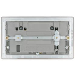LAP 13A 2-Gang DP Switched Socket + 3.1A 2-Outlet Type A USB Charger Brushed Stainless Steel With Graphite Inserts -British General Shop 533KJ A3