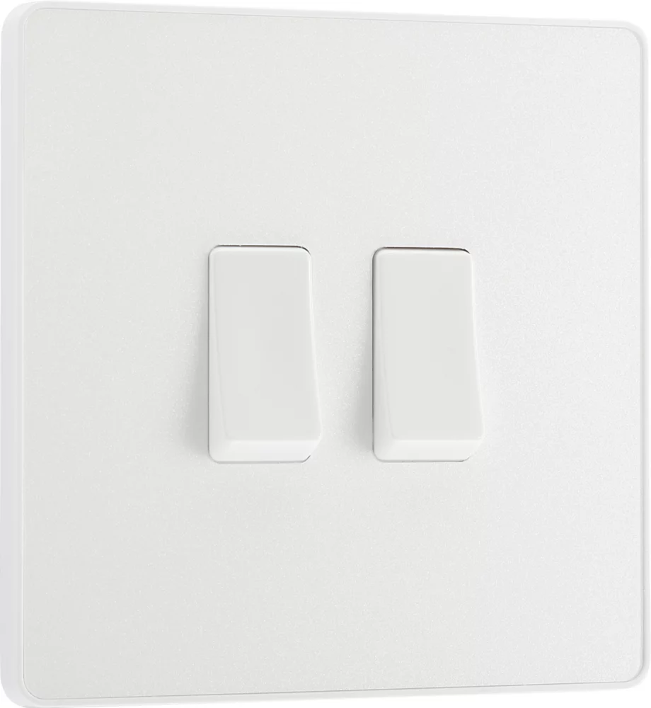 British General Evolve 20 A 16AX 2-Gang 2-Way Light Switch Pearlescent White With White Inserts 4 British General Evolve 20 A 16AX 2-Gang 2-Way Light Switch Pearlescent White With White Inserts - Image 2