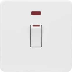Knightsbridge SF81MNMW 45A 1-Gang DP Control Switch Matt White With LED