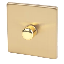 Varilight V-Pro 1-Gang 2-Way LED Dimmer Switch Brushed Brass