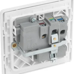 British General Evolve 13A 1-Gang SP Switched Socket Pearlescent White With White Inserts -British General Shop 541RF A4