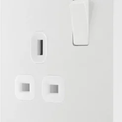 British General Evolve 13A 1-Gang SP Switched Socket Pearlescent White With White Inserts