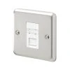 MK Contoura Master Telephone Socket Brushed Stainless Steel With White Inserts -British General Shop 542RG P