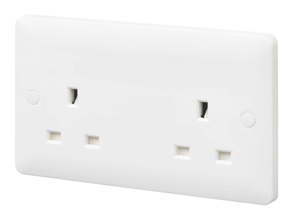 MK Base 13A 2-Gang Unswitched Socket White With White Inserts 3 MK Base 13A 2-Gang Unswitched Socket White With White Inserts