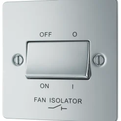LAP 10AX 1-Gang 3-Pole Fan Isolator Switch Polished Chrome