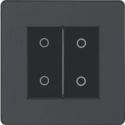 British General Evolve 2-Gang 2-Way LED Double Secondary Touch Trailing Edge Dimmer Switch Grey With Black Inserts -British General Shop 547PY A2