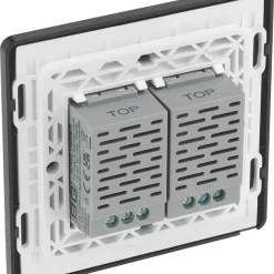 British General Evolve 2-Gang 2-Way LED Double Secondary Touch Trailing Edge Dimmer Switch Grey With Black Inserts -British General Shop 547PY A4