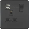 Knightsbridge SFR9124MBB 13A 1-Gang SP Switched Socket + 2.4A 2-Outlet Type A USB Charger Matt Black With Black Inserts -British General Shop 548TX P