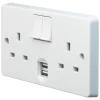 Crabtree Capital 13A 2-Gang DP Switched Socket + 2.1A 2-Outlet Type A USB Charger White 2 Crabtree Capital 13A 2-Gang DP Switched Socket + 2.1A 2-Outlet Type A USB Charger White -British General Shop 5506V P