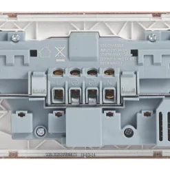 Schneider Electric Lisse Deco 13A 2-Gang SP Switched Socket + 2.1A 2-Outlet Type A USB Charger Copper With White Inserts -British General Shop 550HX A3