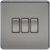 Knightsbridge SF4000BN 10AX 3-Gang 2-Way Light Switch Black Nickel -British General Shop 550TY P