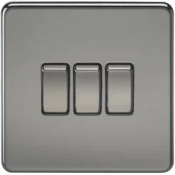 Knightsbridge SF4000BN 10AX 3-Gang 2-Way Light Switch Black Nickel