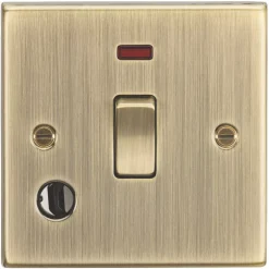 Knightsbridge CS834FAB 20A 1-Gang DP Control Switch & Flex Outlet Antique Brass With LED