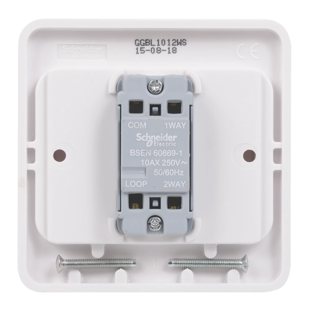 Schneider Electric Lisse 10AX 1-Gang 2-Way 10AX Wide Rocker Light Switch White 6 Schneider Electric Lisse 10AX 1-Gang 2-Way 10AX Wide Rocker Light Switch White - Image 4