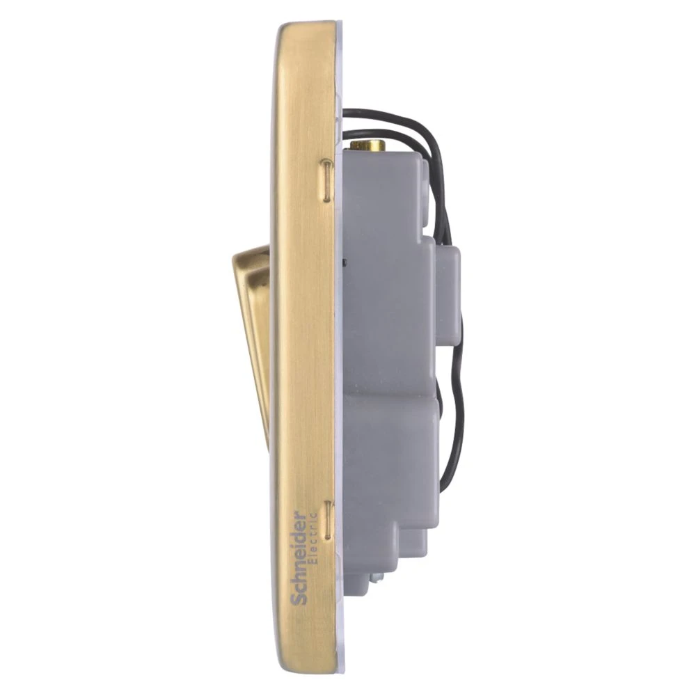 Schneider Electric Lisse Deco 45A 2-Gang DP Cooker Switch & 13A DP Switched Socket Satin Brass With LED With Black Inserts 5 Schneider Electric Lisse Deco 45A 2-Gang DP Cooker Switch & 13A DP Switched Socket Satin Brass With LED With Black Inserts - Image 3