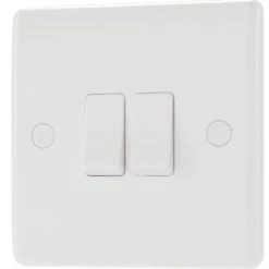 British General 800 Series 10AX 2-Gang 2-Way Light Switch White