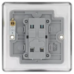 LAP 10AX 1-Gang Intermediate Switch Brushed Stainless Steel With Black Inserts -British General Shop 55662 A3