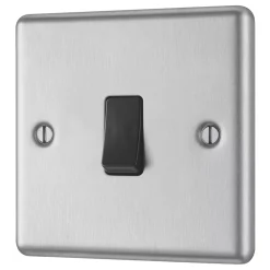 LAP 10AX 1-Gang Intermediate Switch Brushed Stainless Steel With Black Inserts