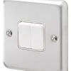MK Albany Plus 10AX 2-Gang 2-Way Light Switch Brushed Stainless Steel With White Inserts 1 MK Albany Plus 10AX 2-Gang 2-Way Light Switch Brushed Stainless Steel With White Inserts -British General Shop 558FF P