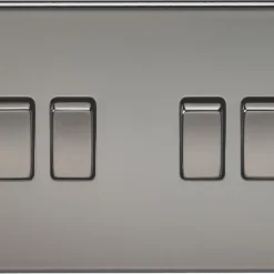 Knightsbridge SF4100BN 10AX 4-Gang 2-Way Light Switch Black Nickel