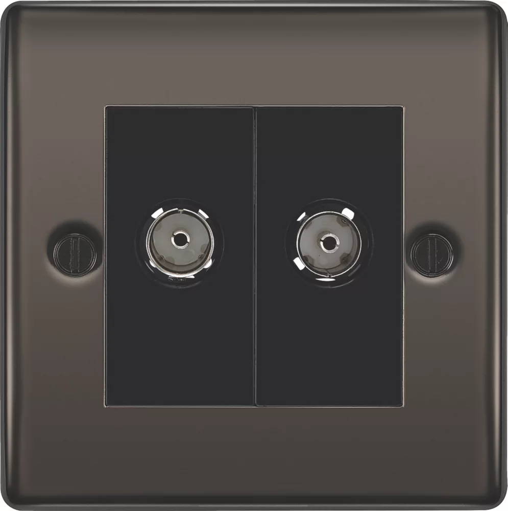 British General Nexus Metal 2-Gang Coaxial TV / FM Socket Black Nickel 4 British General Nexus Metal 2-Gang Coaxial TV / FM Socket Black Nickel - Image 2