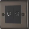 British General Nexus Metal 2-Gang Coaxial TV / FM Socket Black Nickel 2 British General Nexus Metal 2-Gang Coaxial TV / FM Socket Black Nickel -British General Shop 562XG P