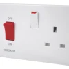 British General 900 Series 45A 2-Gang DP Cooker Switch & 13A DP Switched Socket White -British General Shop 56392 P