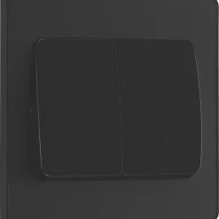 British General Evolve 20 A 16AX 2-Gang 2-Way Wide Rocker Light Switch Matt Black With Black Inserts -British General Shop 566PY A1