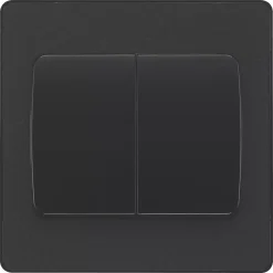 British General Evolve 20 A 16AX 2-Gang 2-Way Wide Rocker Light Switch Matt Black With Black Inserts -British General Shop 566PY A2