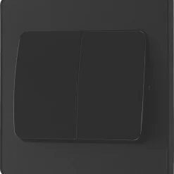 British General Evolve 20 A 16AX 2-Gang 2-Way Wide Rocker Light Switch Matt Black With Black Inserts -British General Shop 566PY A3