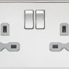 Knightsbridge SFR9000PCG 13A 2-Gang DP Switched Double Socket Polished Chrome With Colour-Matched Inserts -British General Shop 567TY P