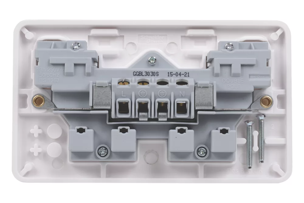 Schneider Electric Lisse 13A 2-Gang DP Switched Plug Socket White 6 Schneider Electric Lisse 13A 2-Gang DP Switched Plug Socket White - Image 4
