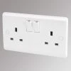 LAP 13A 2-Gang DP Switched Plug Socket White -British General Shop 56870 P