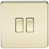 Knightsbridge SF3000PB 10AX 2-Gang 2-Way Light Switch Polished Brass -British General Shop 569TX P