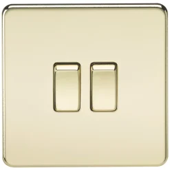 Knightsbridge SF3000PB 10AX 2-Gang 2-Way Light Switch Polished Brass