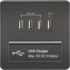 Knightsbridge SFQUADMB 5.1A 4-Outlet Type A USB Socket Matt Black With Black Inserts -British General Shop 570VF P