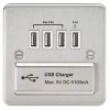 Knightsbridge FPQUADBCW 5.1A 4-Outlet Type A USB Socket Brushed Chrome With White Inserts 2 Knightsbridge FPQUADBCW 5.1A 4-Outlet Type A USB Socket Brushed Chrome With White Inserts -British General Shop 571TY P
